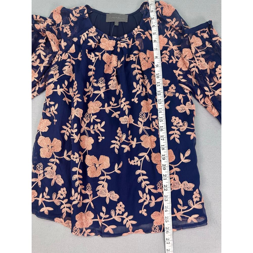 NWOT Anthropologie Sunday in Brooklyn Navy Pink Embroidered Floral Blouse Size S - Picture 8 of 11
